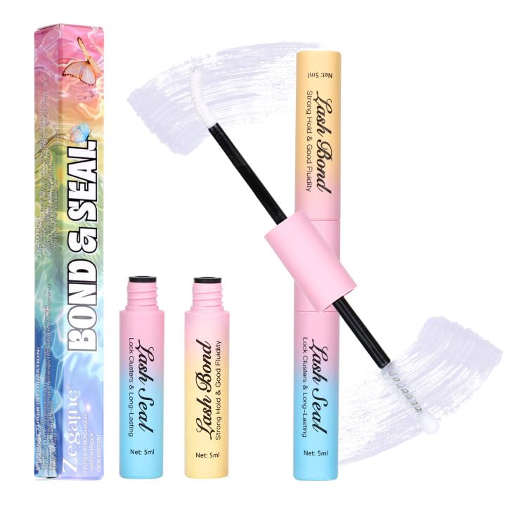 Lash Bond & Seal Glue, 2-in-1 Waterproof Long-Lasting Lash Glue for Eyelash Clusters & DIY Extensions
