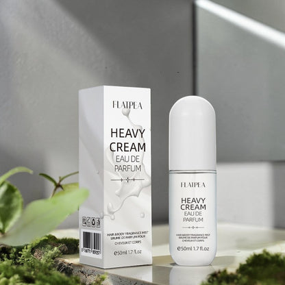 fragrance spray featuring Flaipea Heavy Cream Eau de Parfum in elegant packaging, 50ml bottle on a stylish background.