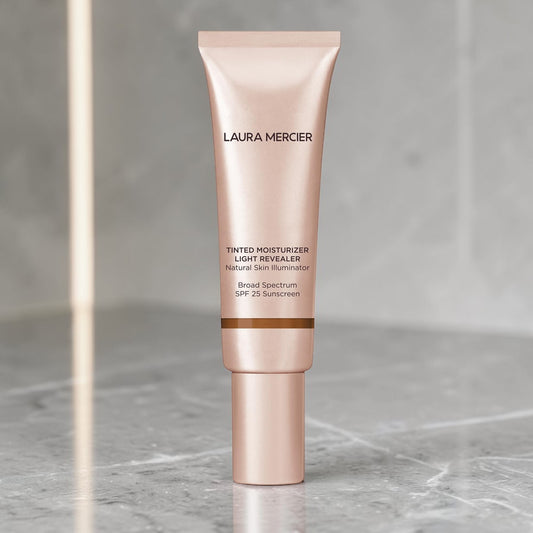 Laura Mercier Tinted Moisturizer Light Revealer SPF 25 – Ultra-sheer, luminous skin tint with all-day hydration (Mocha).